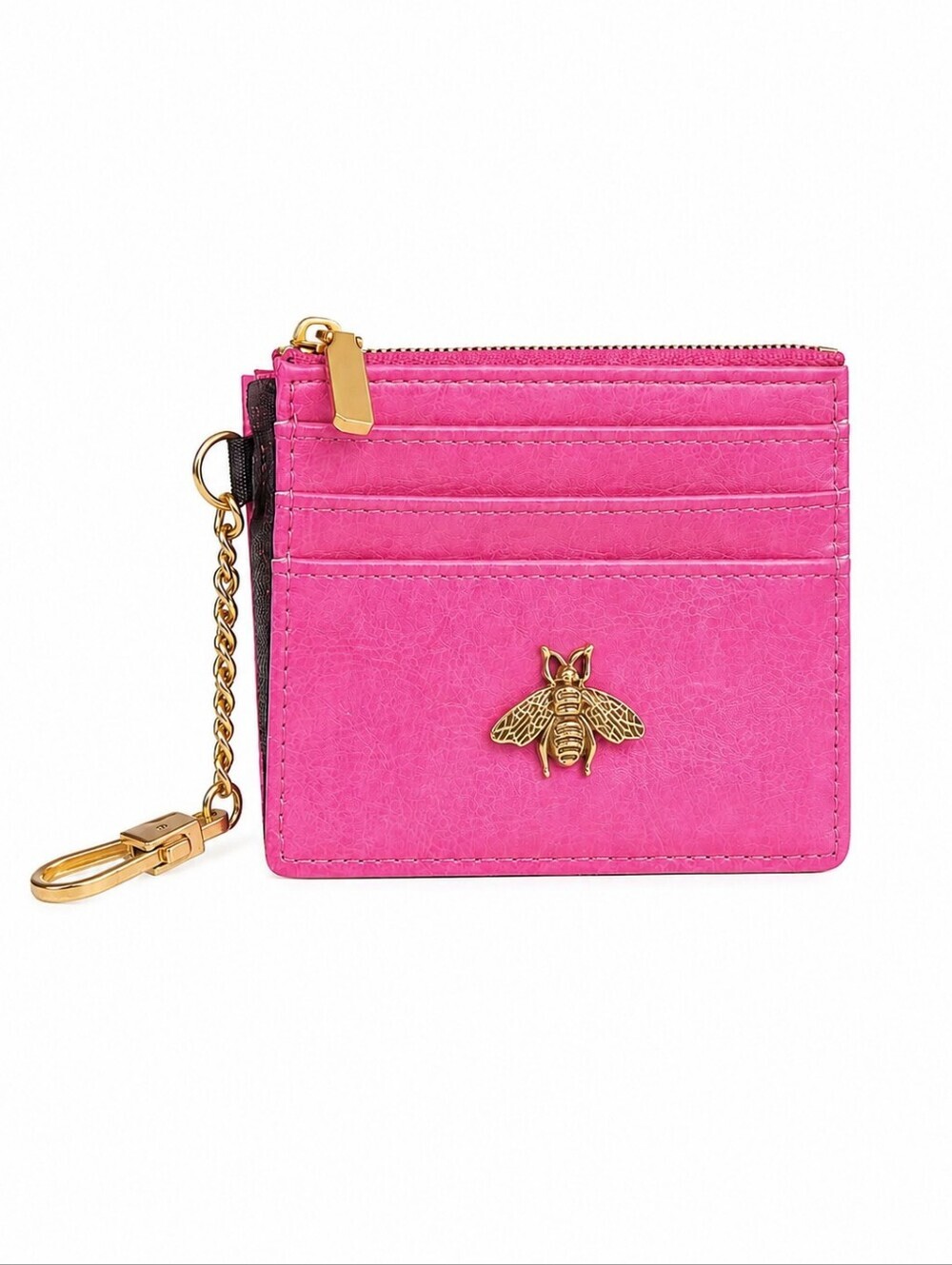Card Holder Keychain Wallet with Bee Charm - RFID Blocking - New